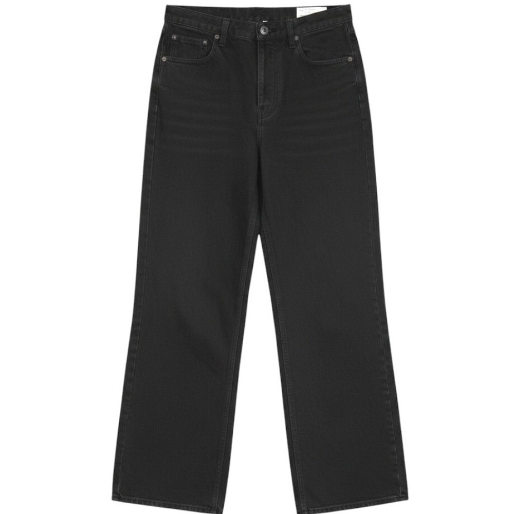 rag & bone Maya Jeans Women 30 Black High-Rise Wide Leg Button Fly (not cropped)